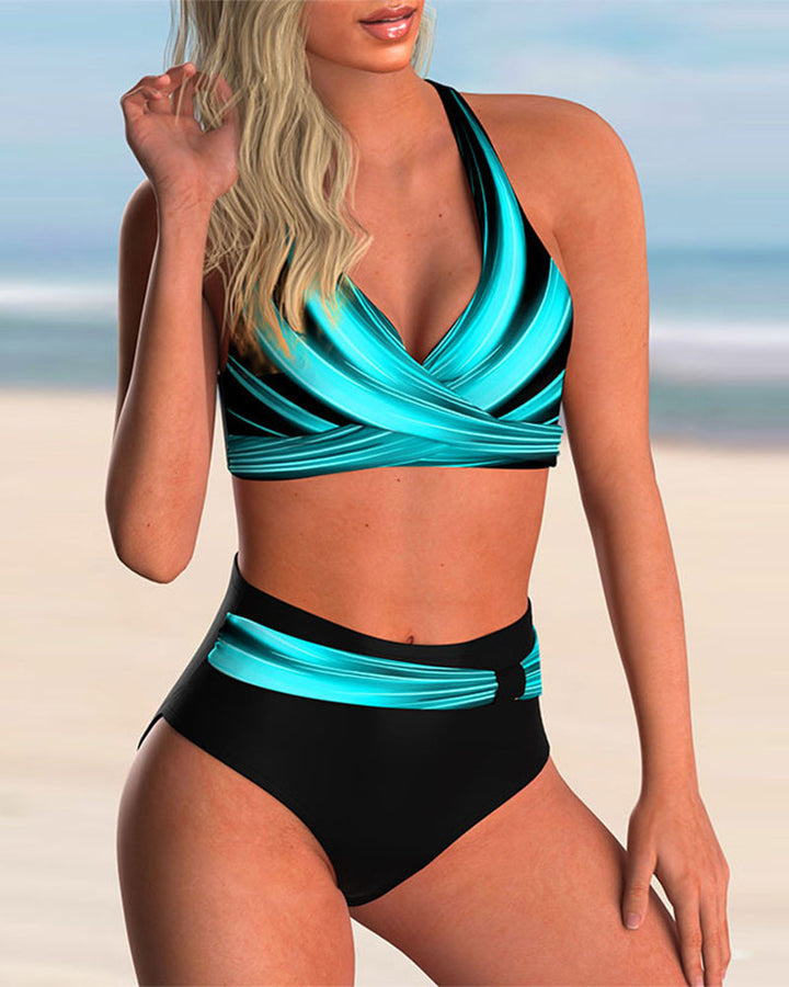 Victoria™ - Stilvolles Bikiniset mit einzigartigem Kreuzdetail und wunderschönem Druck