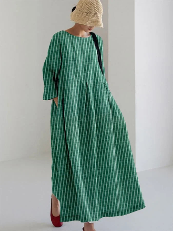 OLIVIA™ - VINTAGE GESTRIPTES LOCKERES KLEID