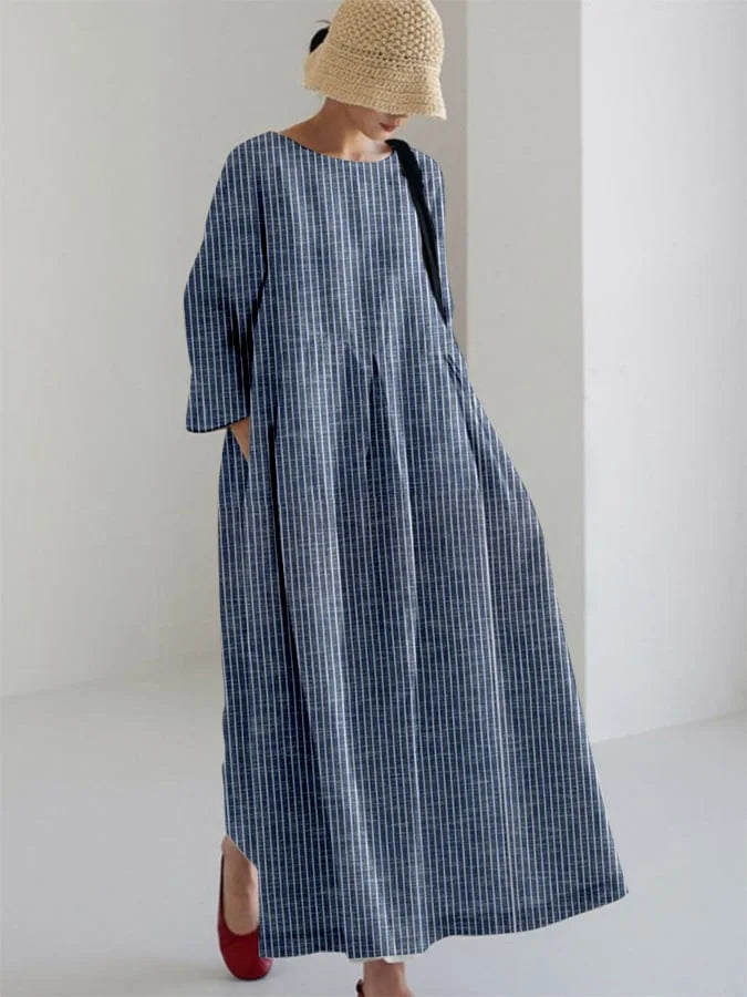 OLIVIA™ - VINTAGE GESTRIPTES LOCKERES KLEID