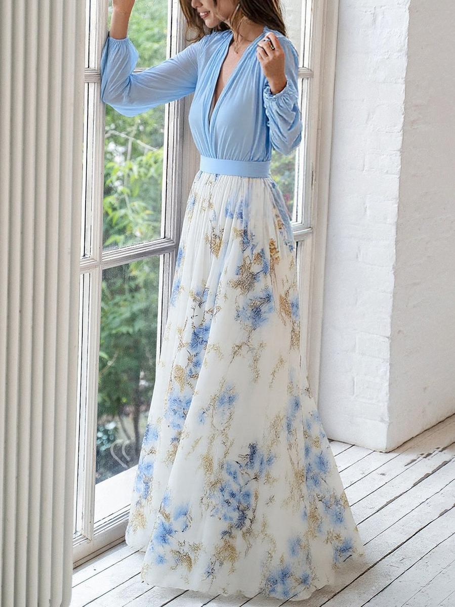 Elena™ - Elegantes langes Kleid mit Blumenmuster