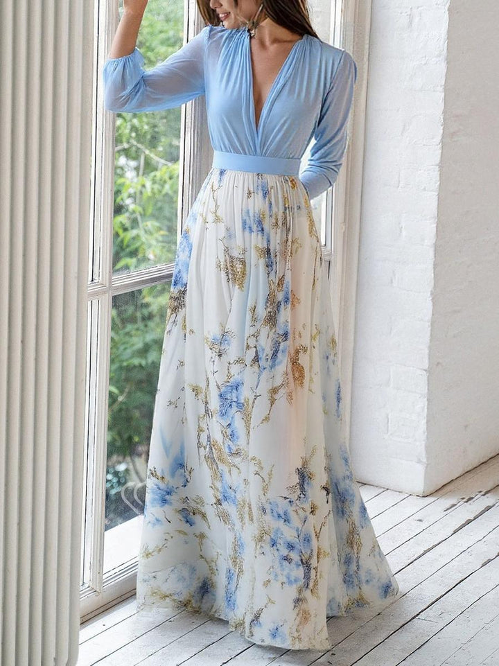 Elena™ - Elegantes langes Kleid mit Blumenmuster