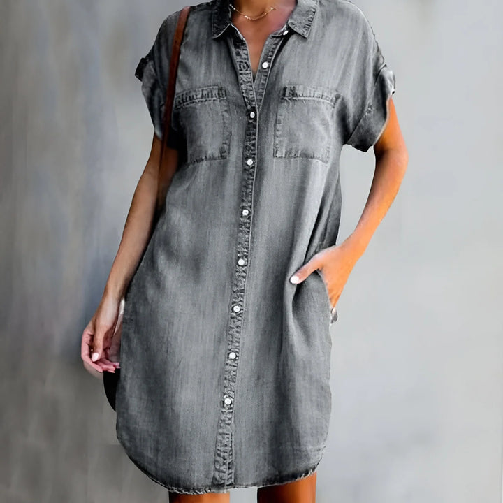 Bruna - Entspanntes Hemdkleid mit Knopfverschluss
