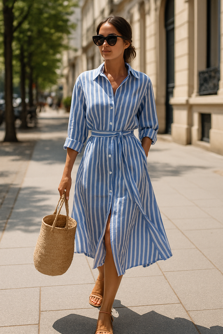 Renata™ - Gestreiftes Kleid mit Kragen