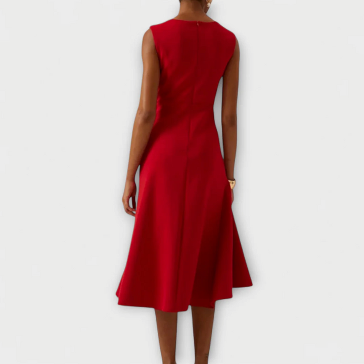 Faustina™ – Drapiertes asymmetrisches Midikleid
