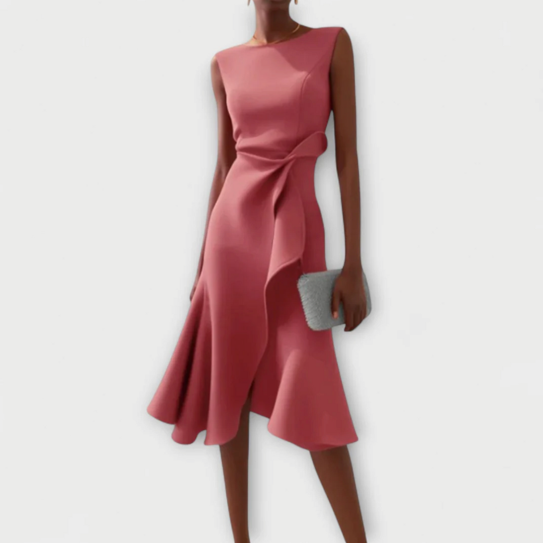 Faustina™ – Drapiertes asymmetrisches Midikleid