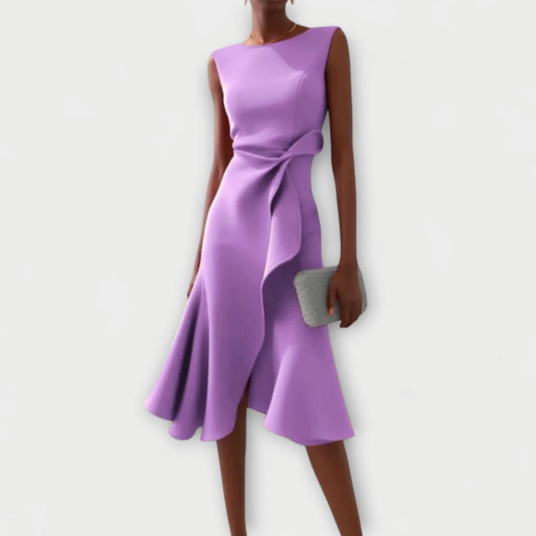 Faustina™ – Drapiertes asymmetrisches Midikleid