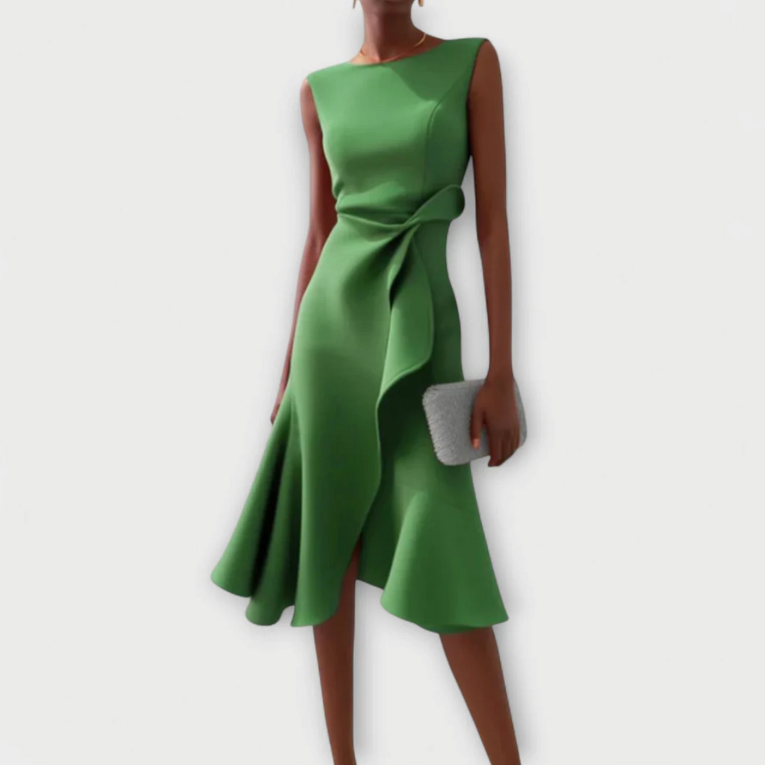 Faustina™ – Drapiertes asymmetrisches Midikleid