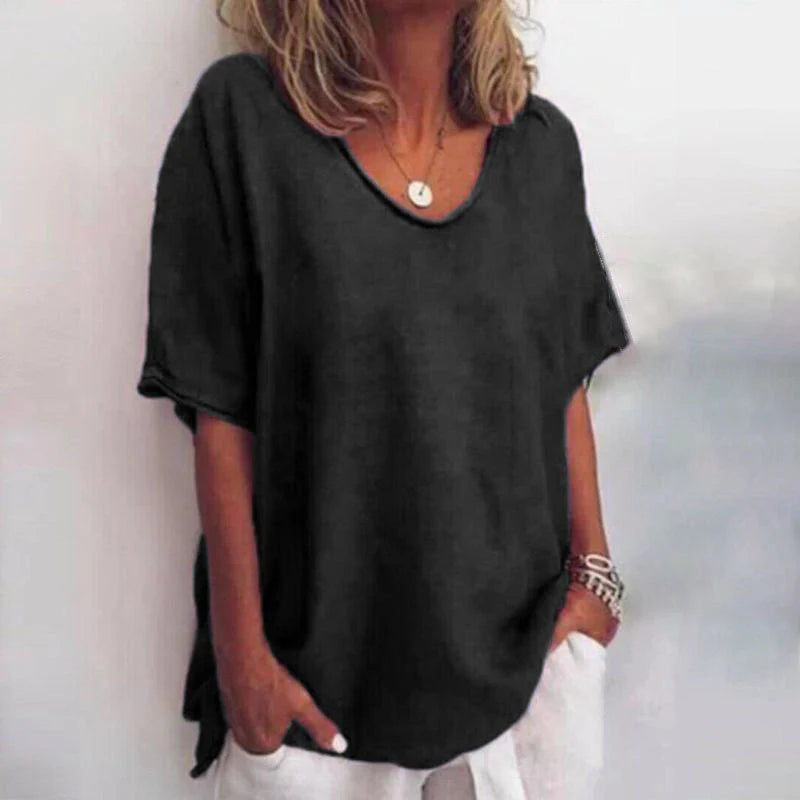 Camille™ – Übergroße Bluse mit V-Ausschnitt
