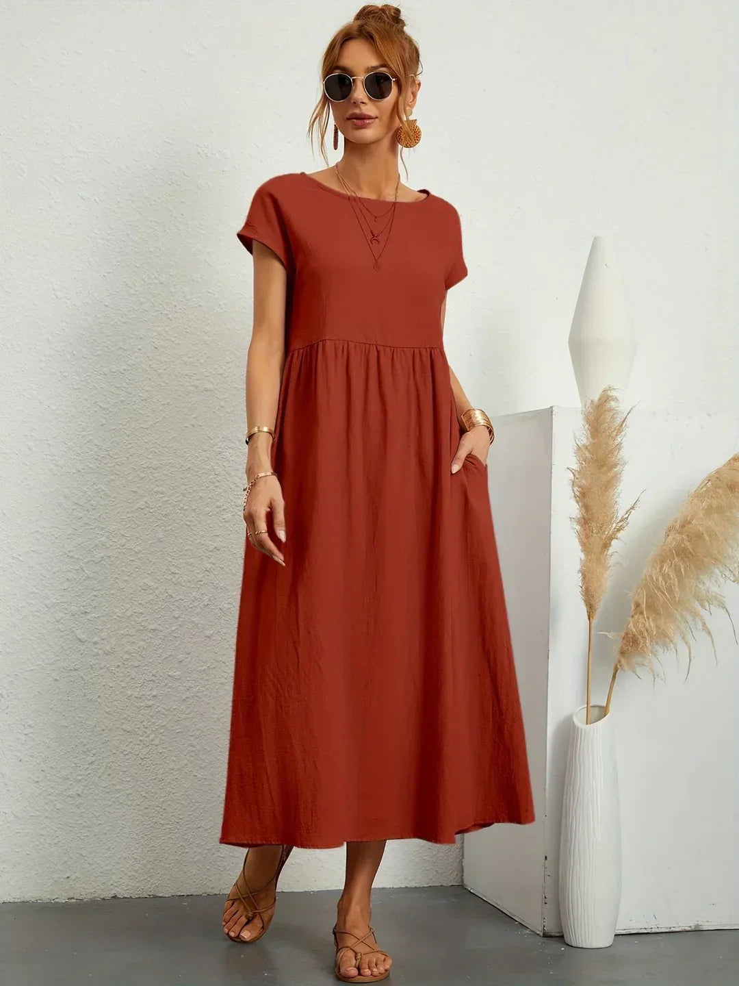 Anja™ - Leichtes, weiches Kleid mit Taschen