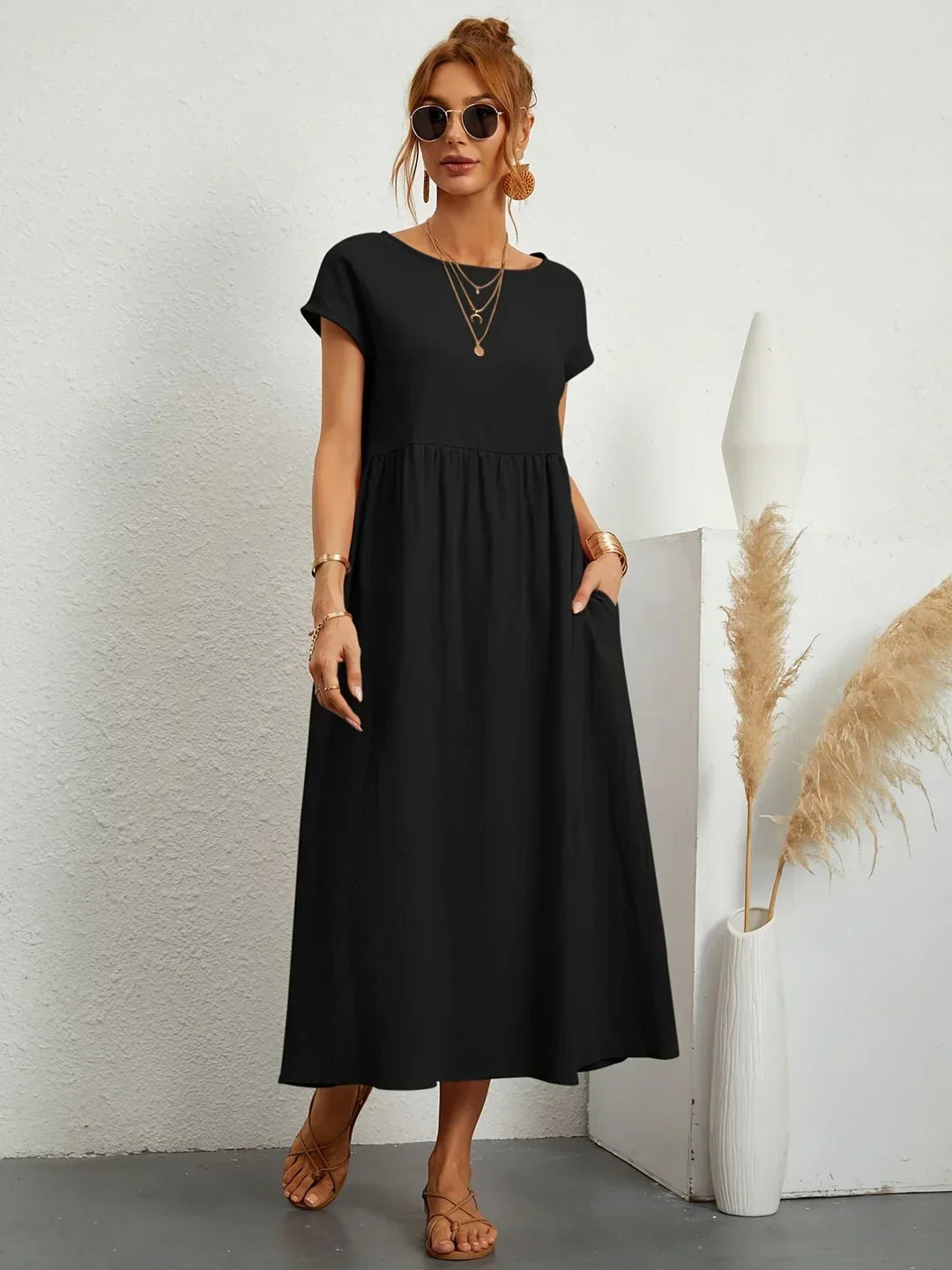 Anja™ - Leichtes, weiches Kleid mit Taschen