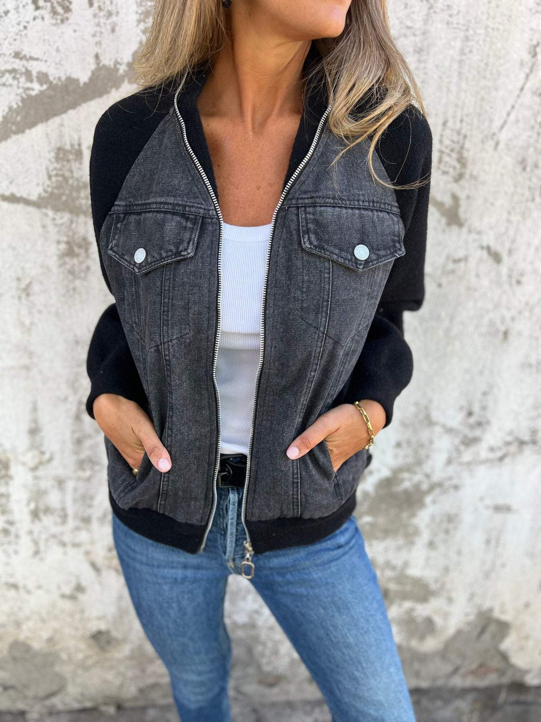 Caiya™ - Lässige Jacke mit Reißverschluss und V-Ausschnitt