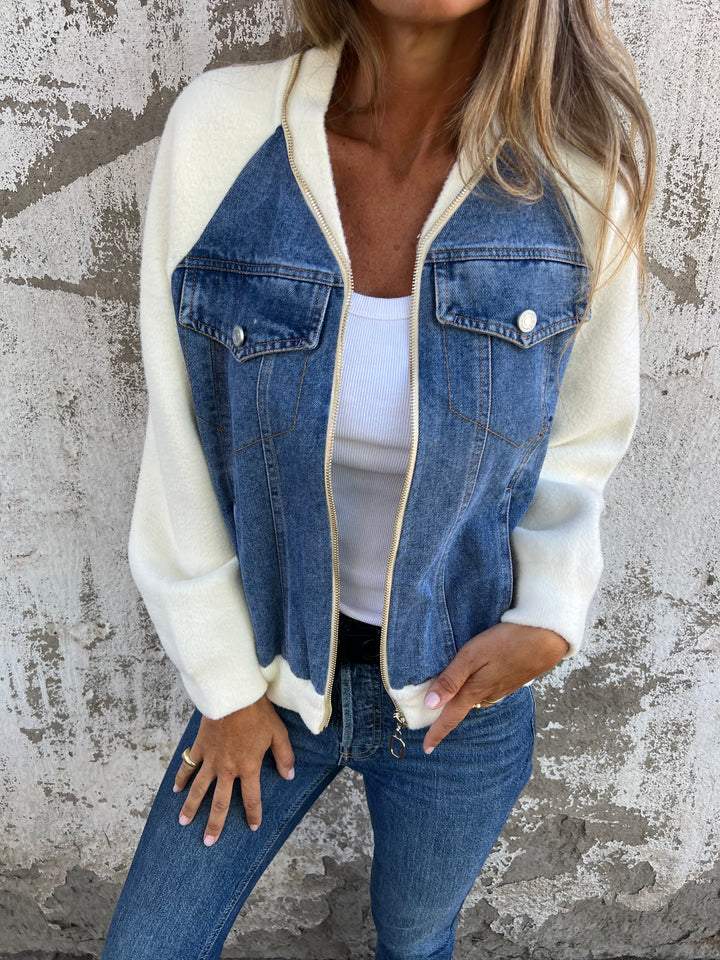 Caiya™ - Lässige Jacke mit Reißverschluss und V-Ausschnitt