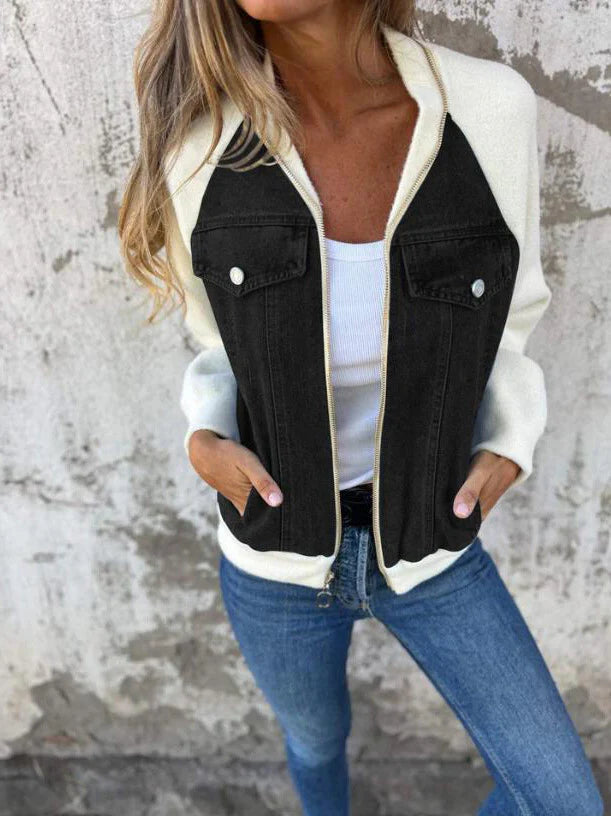 Caiya™ - Lässige Jacke mit Reißverschluss und V-Ausschnitt
