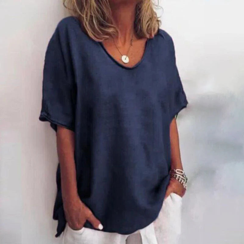 Camille™ – Übergroße Bluse mit V-Ausschnitt