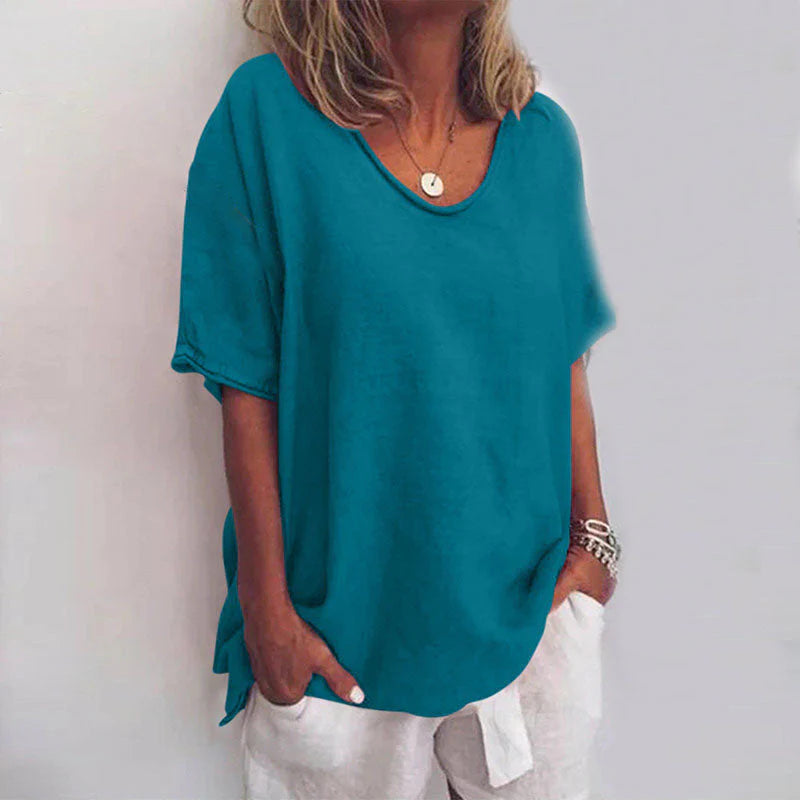 Camille™ – Übergroße Bluse mit V-Ausschnitt