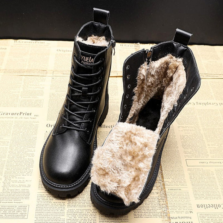 Andrea – schwarze Leder-Winterstiefel
