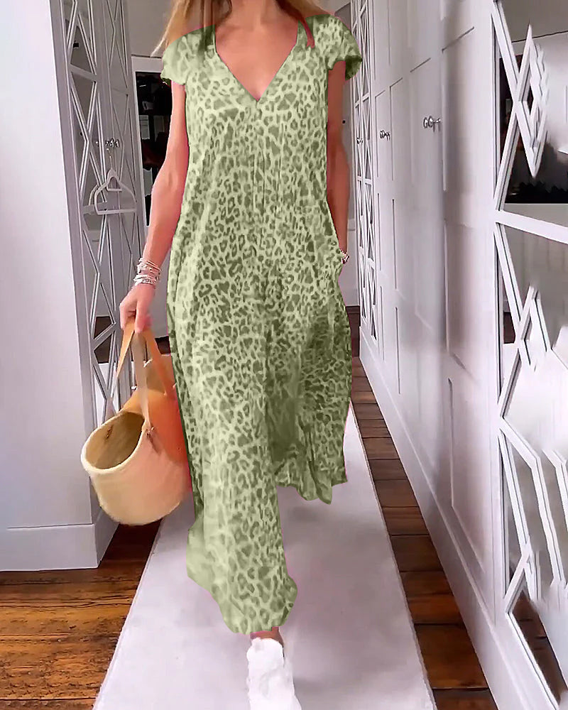 Noémie™ – Farbenfrohes Sommerkleid mit elegantem V-Ausschnitt und schicken kurzen Ärmeln