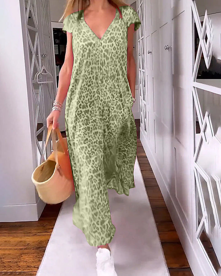 Noémie™ – Farbenfrohes Sommerkleid mit elegantem V-Ausschnitt und schicken kurzen Ärmeln