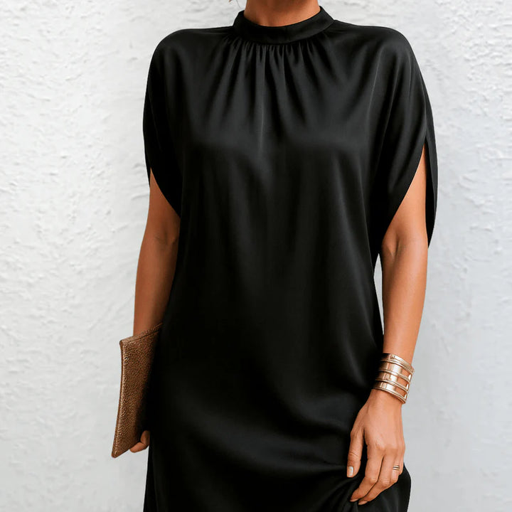 Liora™ – Minikleid mit drapierten Schultern in Schwarz