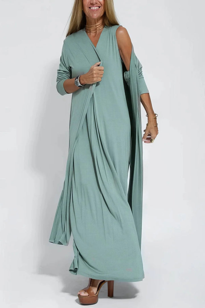 Nicole™ – Elegantes Maxikleid mit passender Strickjacke