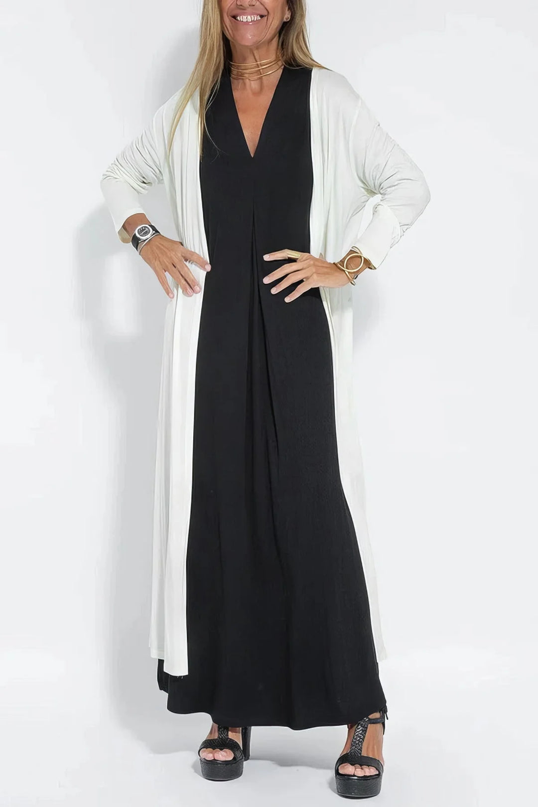 Nicole™ – Elegantes Maxikleid mit passender Strickjacke