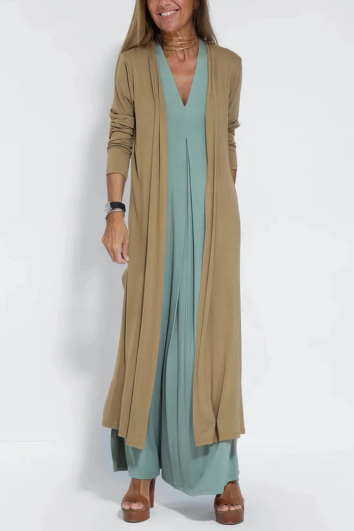 Nicole™ – Elegantes Maxikleid mit passender Strickjacke