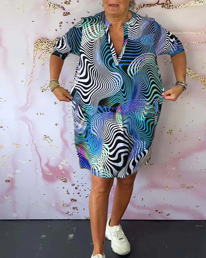 Ursula™ - Buntes Kleid mit V-Ausschnitt