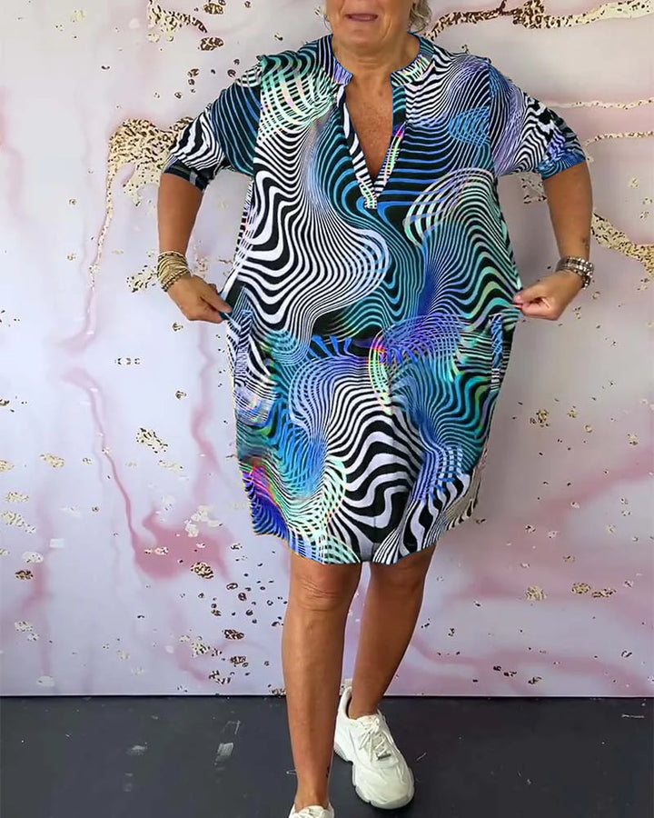 Ursula™ - Buntes Kleid mit V-Ausschnitt