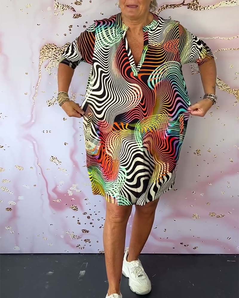 Ursula™ - Buntes Kleid mit V-Ausschnitt