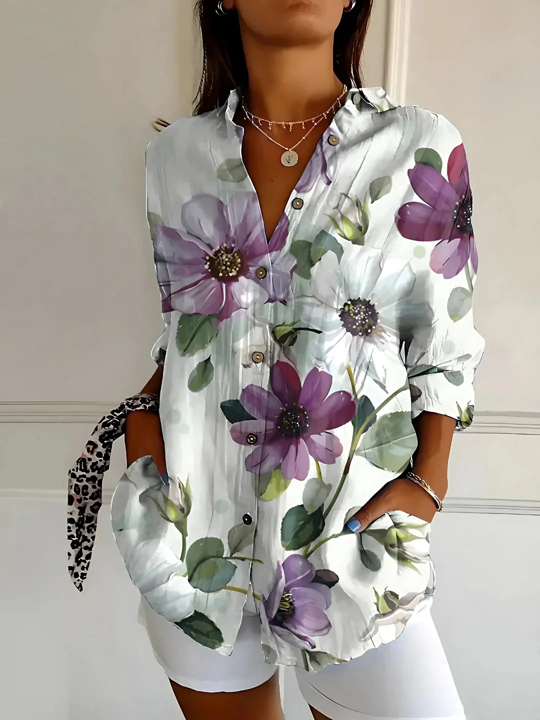 Viviana™ – Bluse mit Blumenwellenmuster