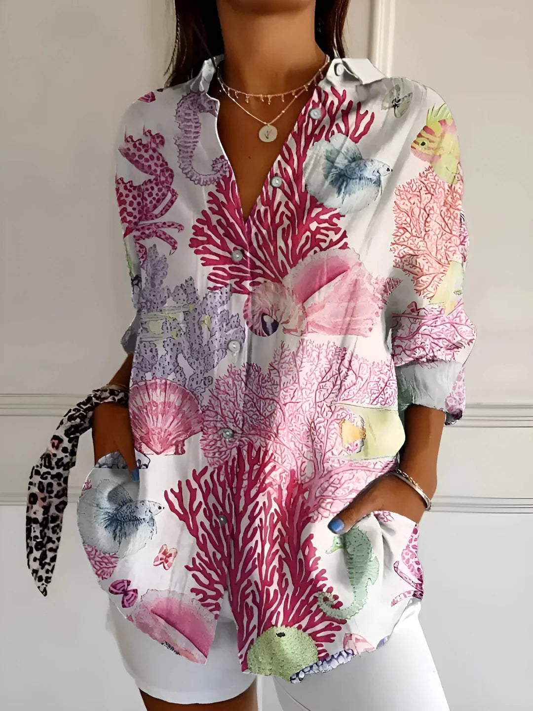 Viviana™ – Bluse mit Blumenwellenmuster