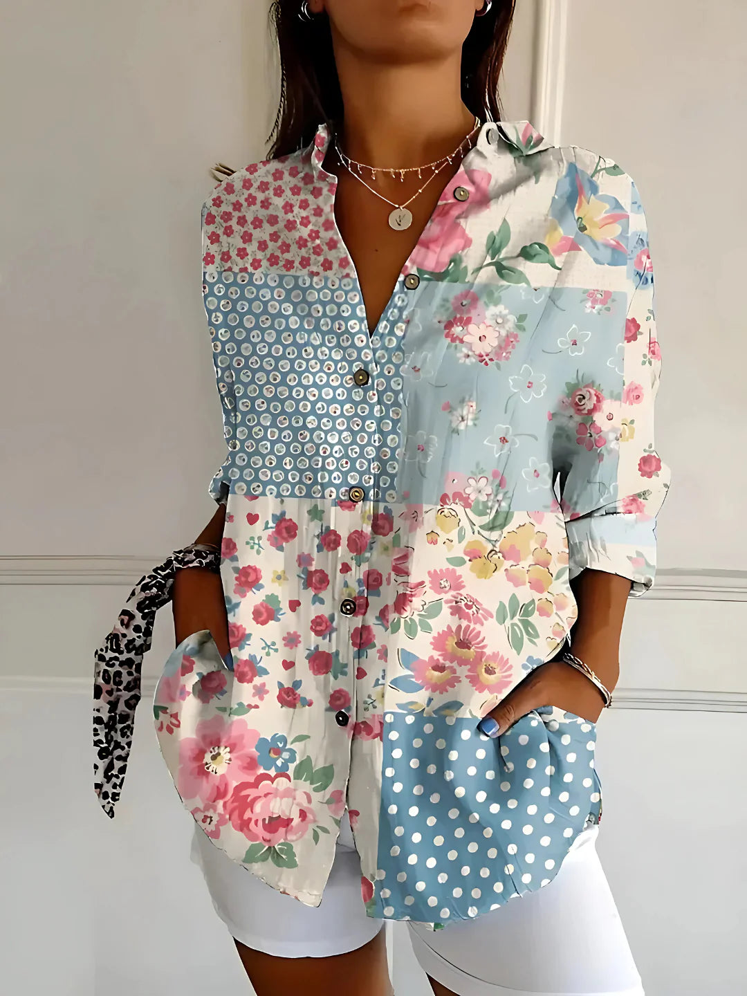 Viviana™ – Bluse mit Blumenwellenmuster